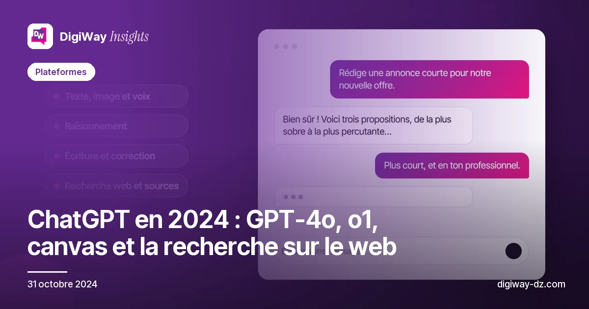 ChatGPT en 2024 : GPT-4o, o1, canvas et la recherche sur le web