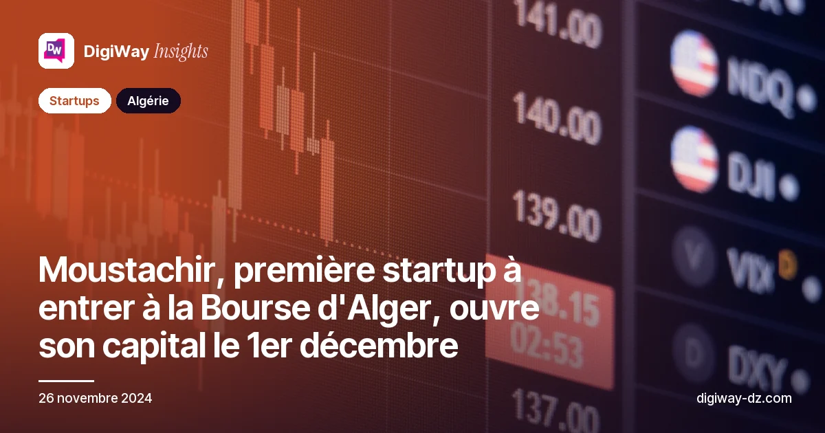 Moustachir, première startup à entrer à la Bourse d'Alger, ouvre son capital le 1er décembre