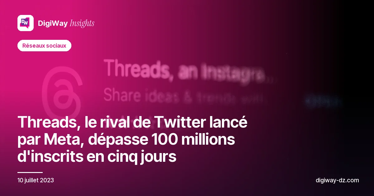 Threads, le rival de Twitter lancé par Meta, dépasse 100 millions d'inscrits en cinq jours